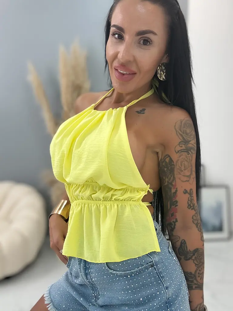 Žltý top s odhaleným chrbtom CASON