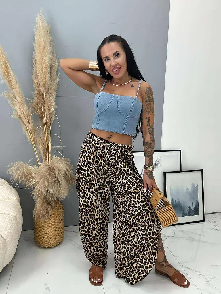 Saténové nohavice s rozparkami BOGDANA