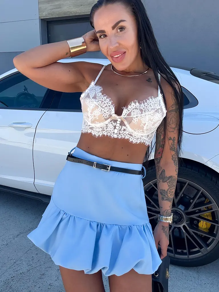 Modrá balónová sukňa s opaskom MAKANA - next