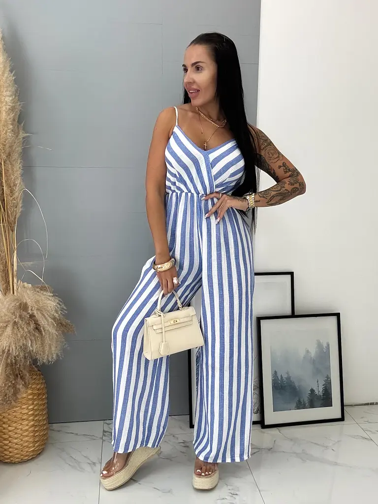 Pásikavý mušelínový overal LORYNA