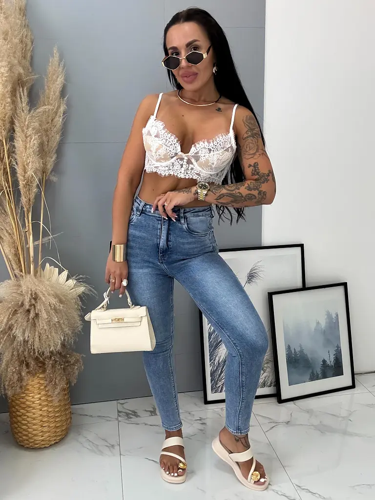 Elastické skinny rifle s vysokým pásom 