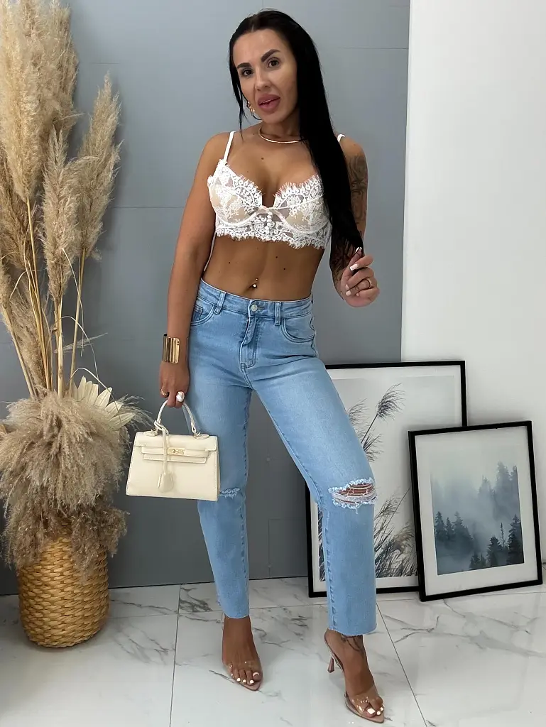 Roztrhané modré mom fit rifle  - next