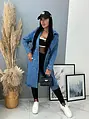 Dlhý denim kabát s opaskom ASHINA