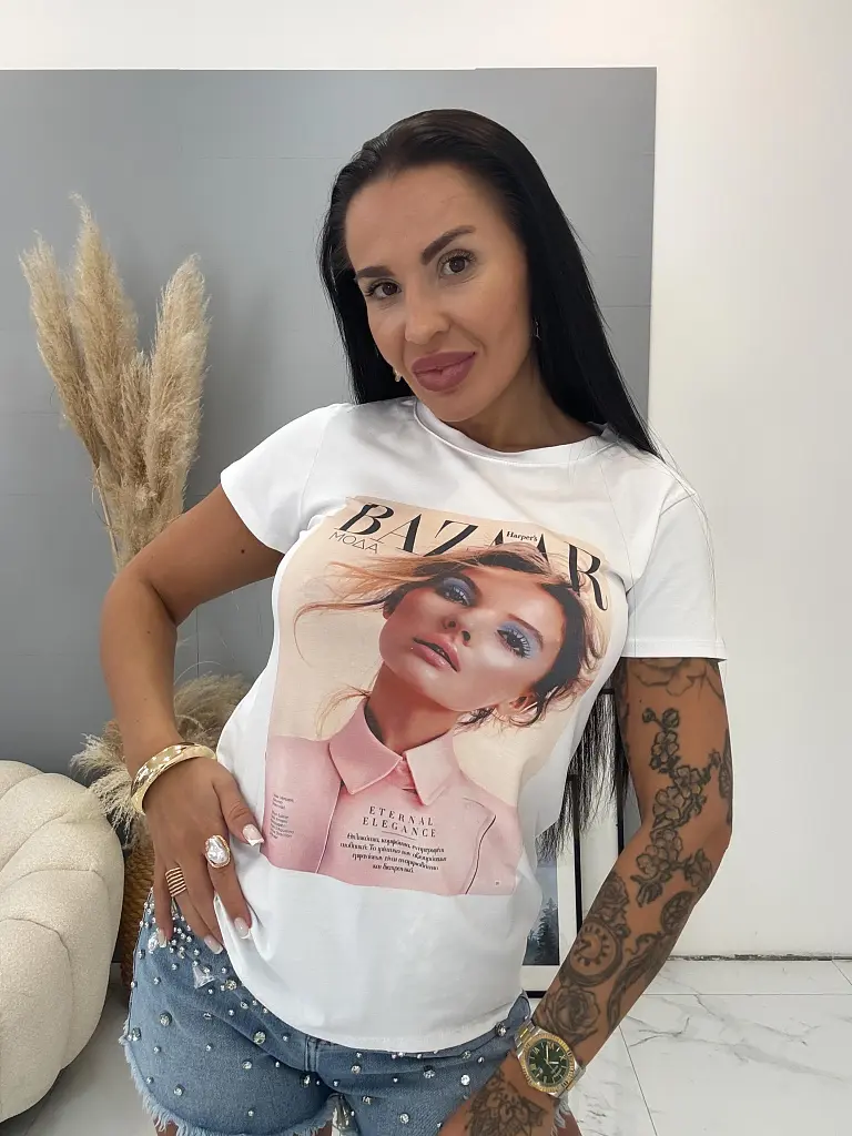 Biele tričko s potlačou LEYLA - next