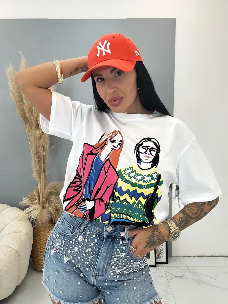 Biele tričko s 3D potlačou CASEY