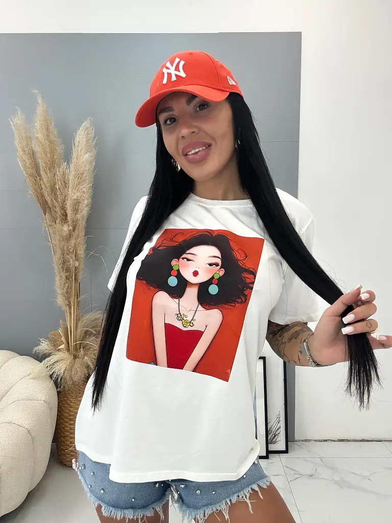 Biele tričko s potlačou KATRIN - next