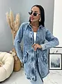 Predĺžený denim kabát s kapucňou ALICIA