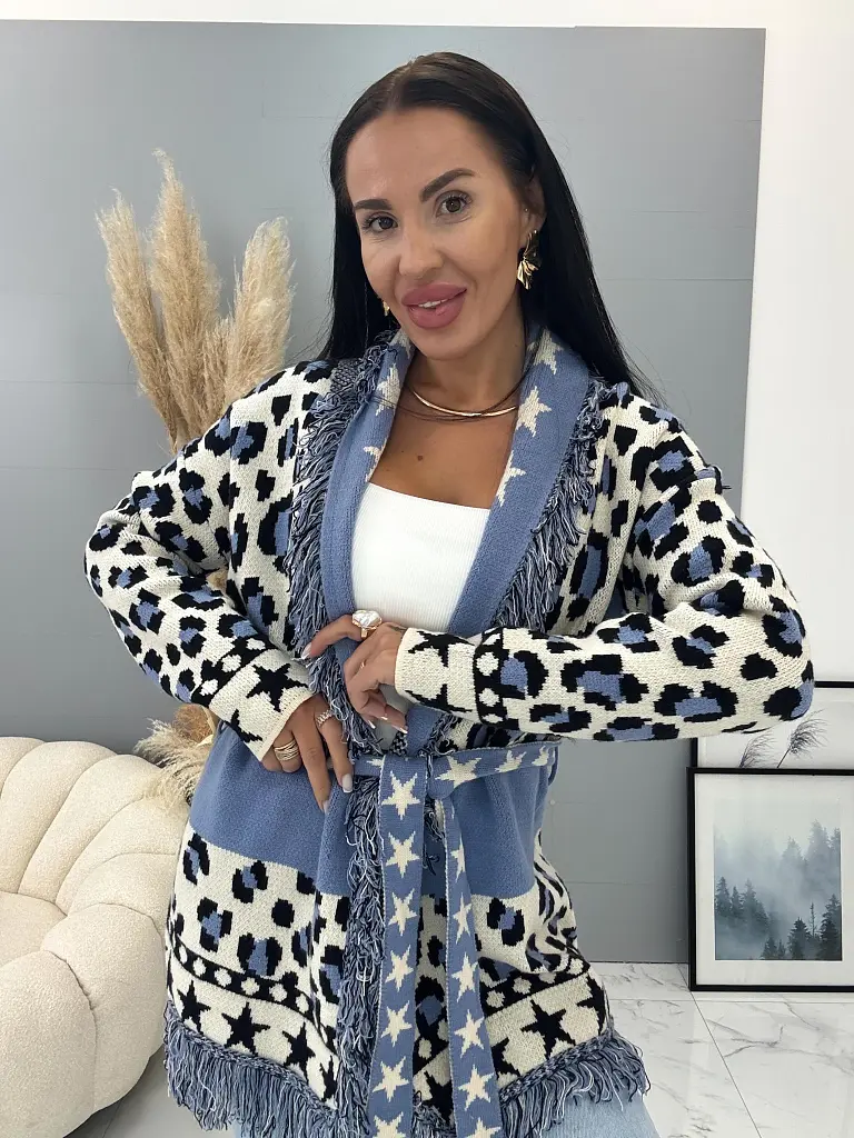 Vzorovaný kardigán s opaskom JOANNA+