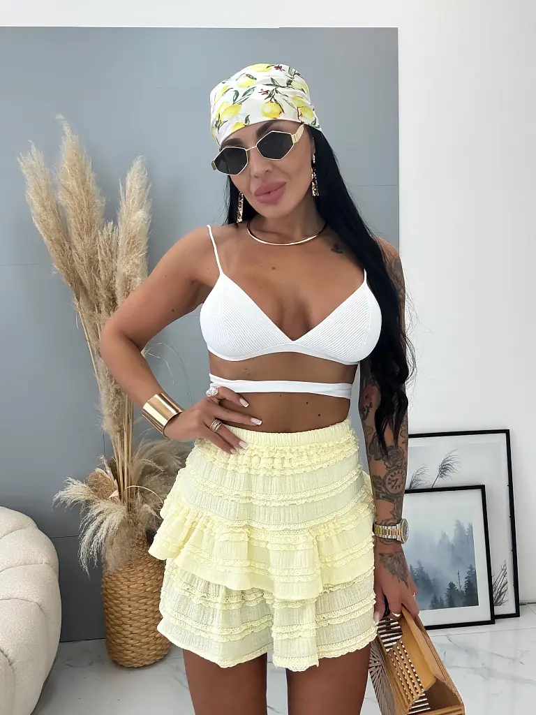 Volánová mini sukňa s gumeným pásom DEBBY - next