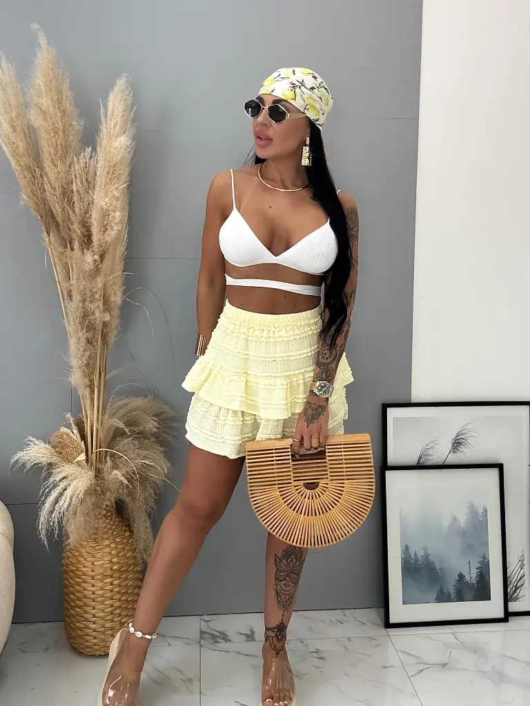 Volánová mini sukňa s gumeným pásom DEBBY