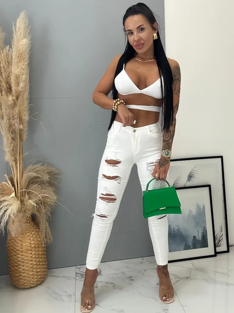 Biele roztrhané dámske rifle+ - next