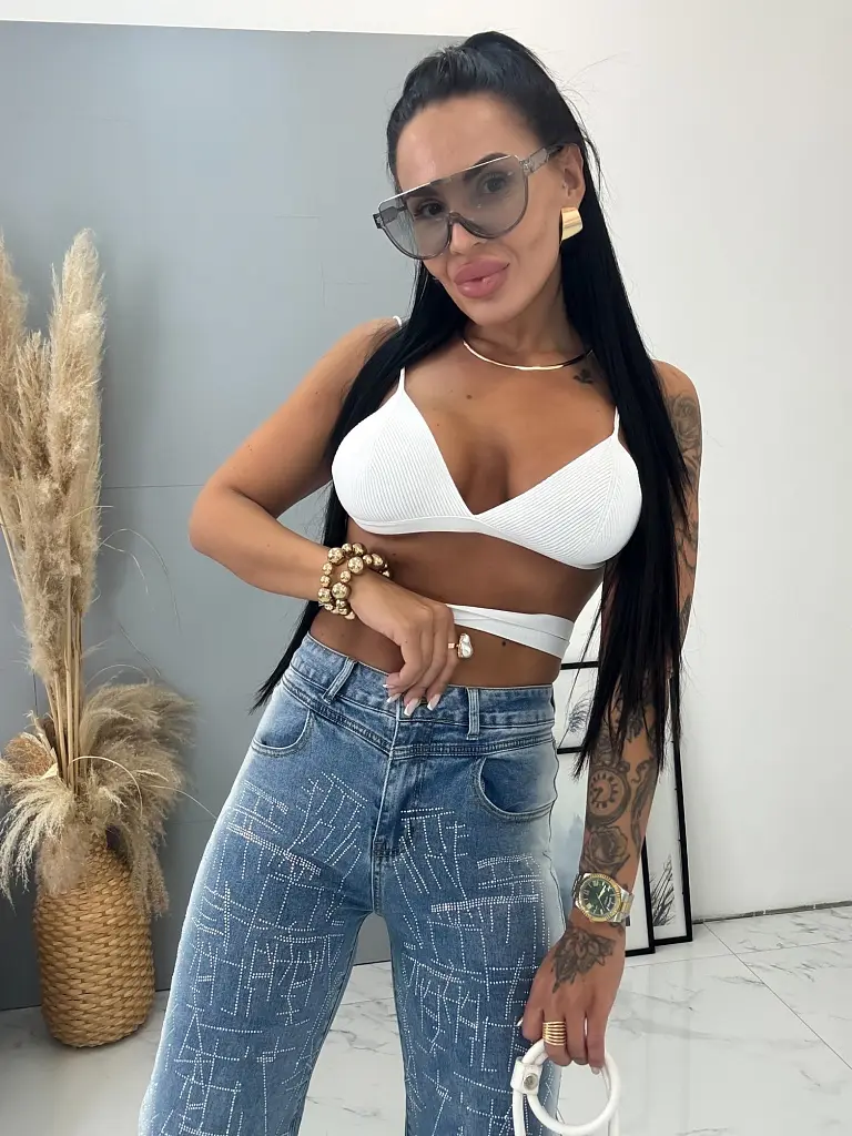 Zvonové rifle zdobené kamienkami+ - next