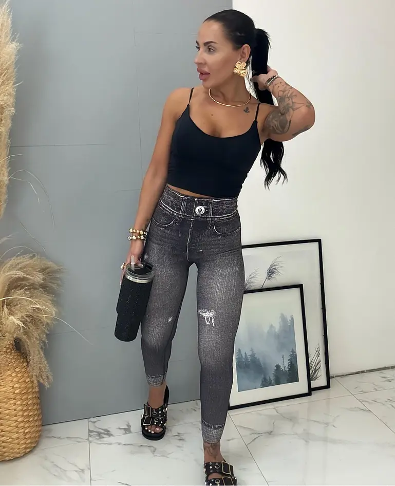 Čierne legíny s deninovým vzhľadom+