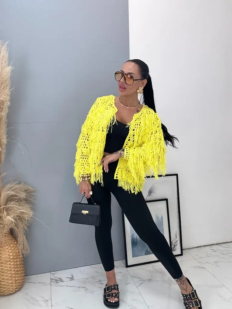 Žltý háčkovaný kardigán SUZANNA+