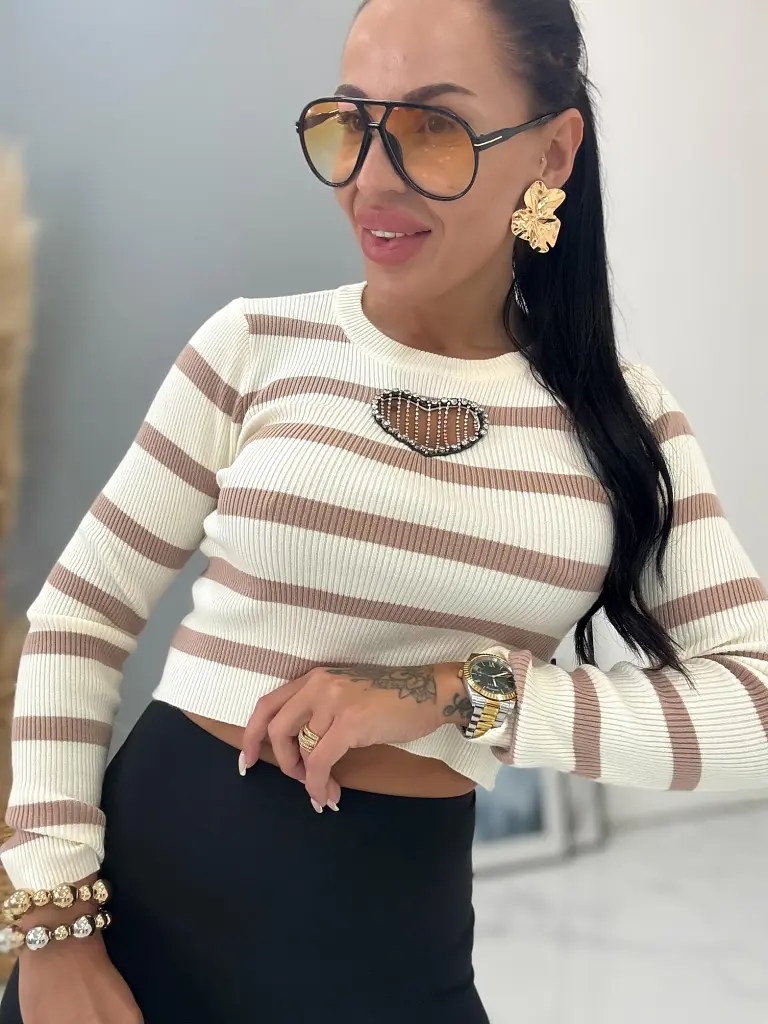 Crop-pulóver zdobený kamienkami LYNETT+