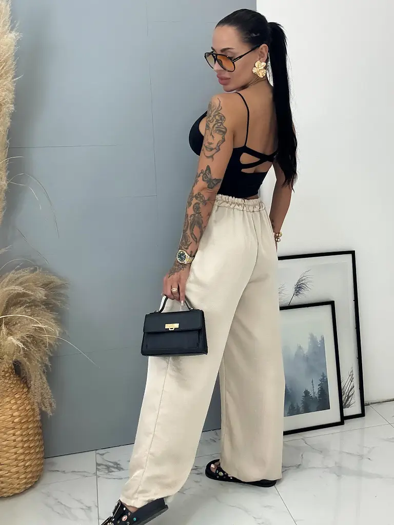 Hodvábne nohavice s gumeným pásom ALANI - next