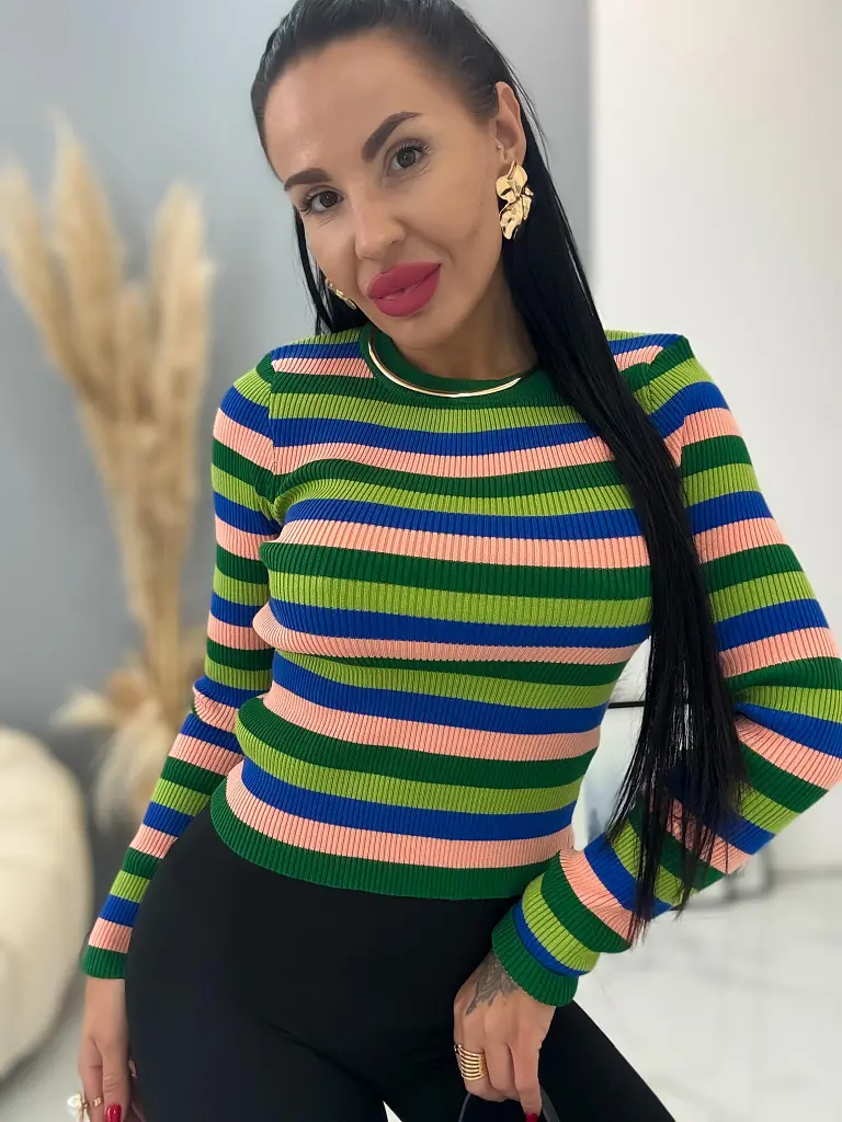 Vrúbkovaný farebný pulóver JAZLYN+