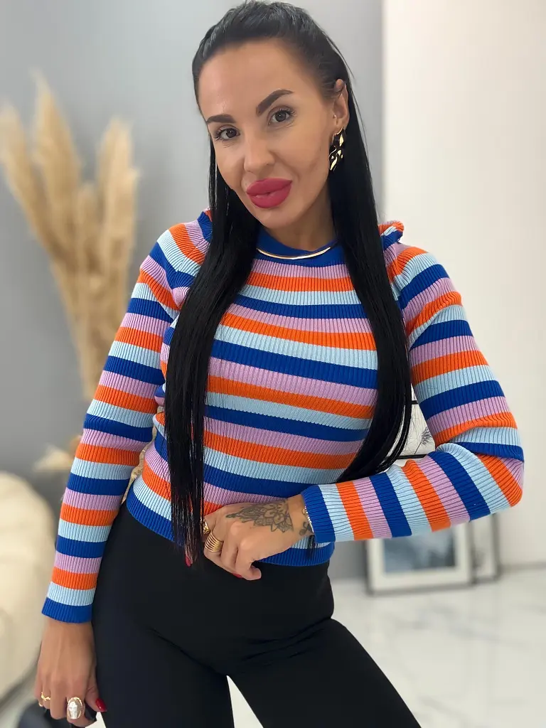 Vrúbkovaný farebný pulóver JAZLYN+