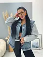 Extravagantná denim vesta/bunda s kapucňou ASPEN