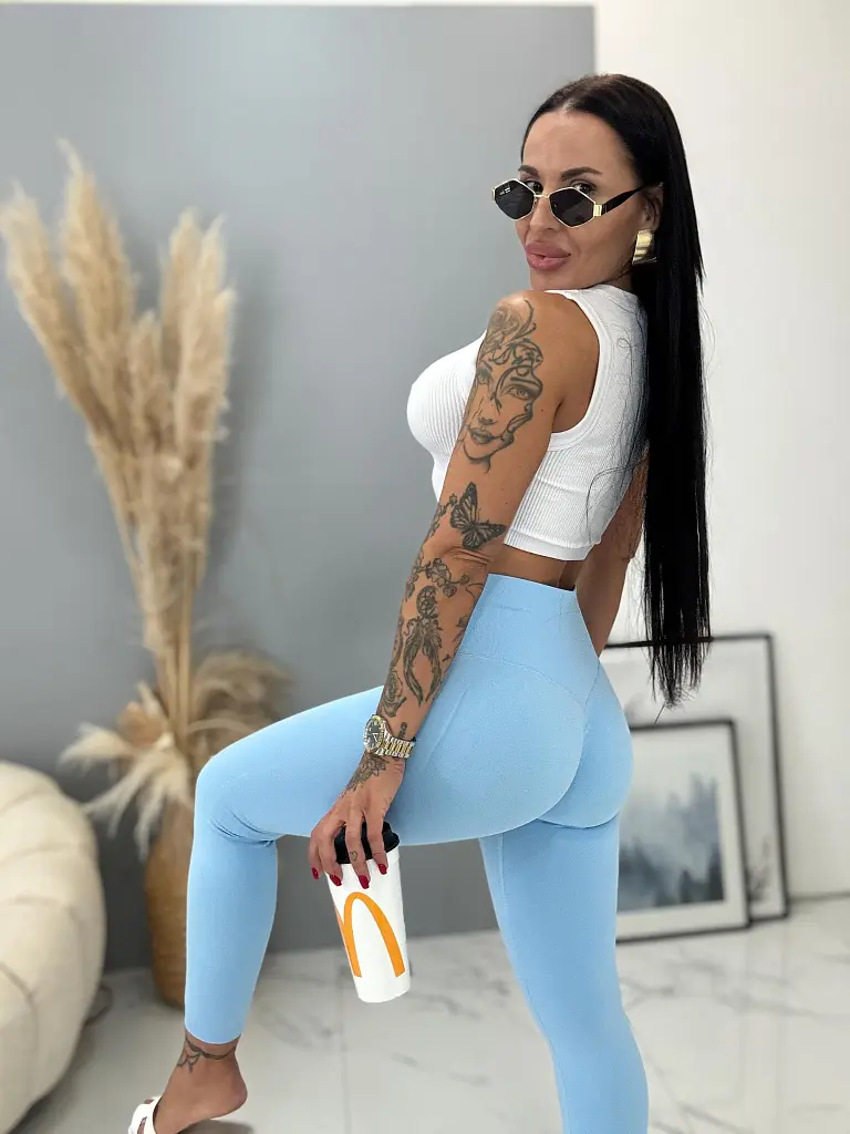 Modré elastické legíny+ - next