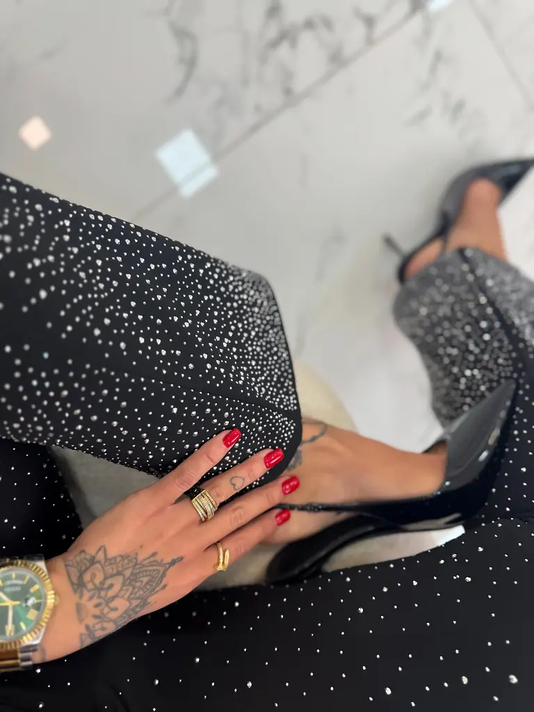 Zateplené zvonové legíny s kamienkami INA - next