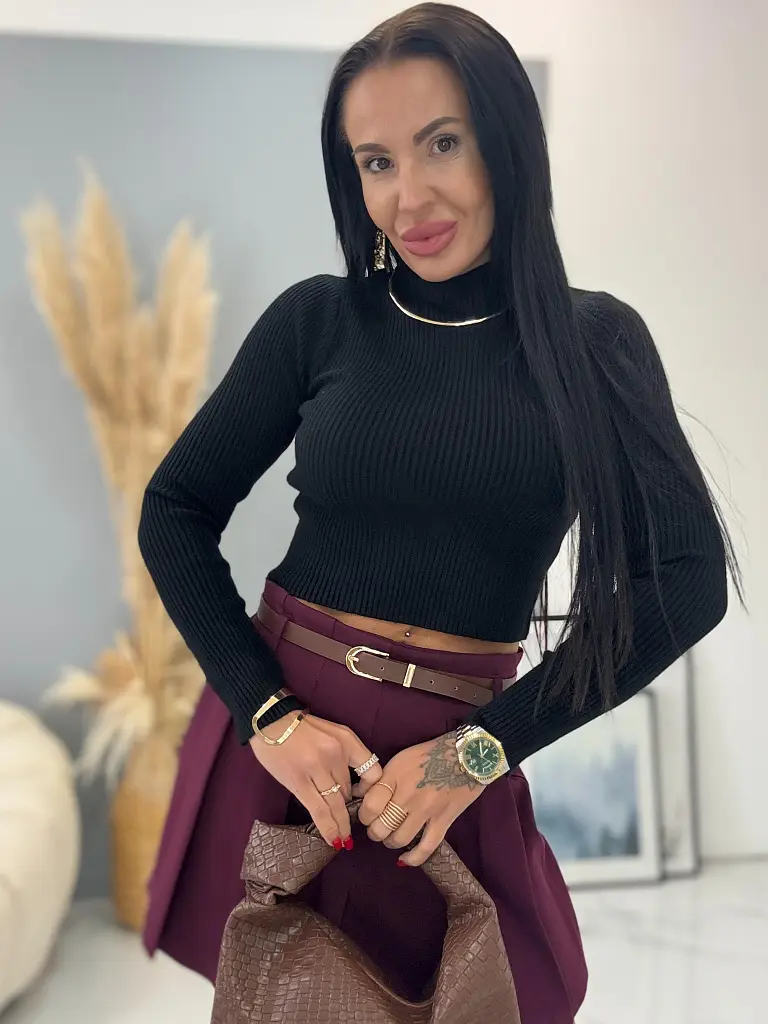 Rebrovaný crop pulóver KATRYN