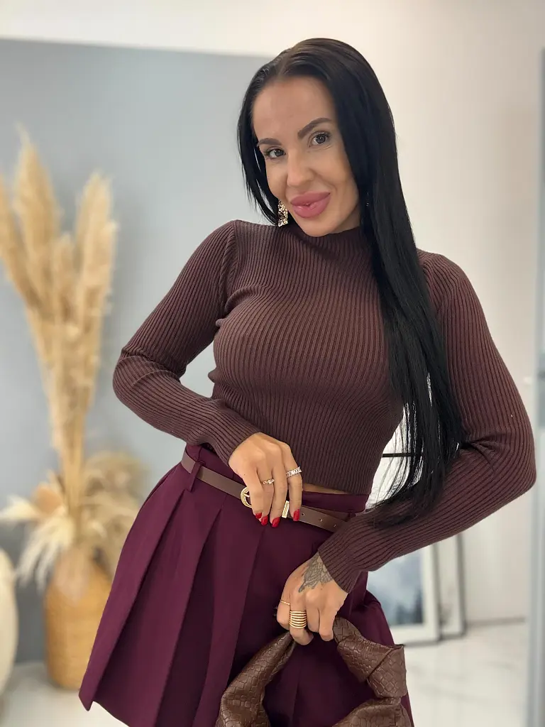 Rebrovaný crop pulóver KATRYN