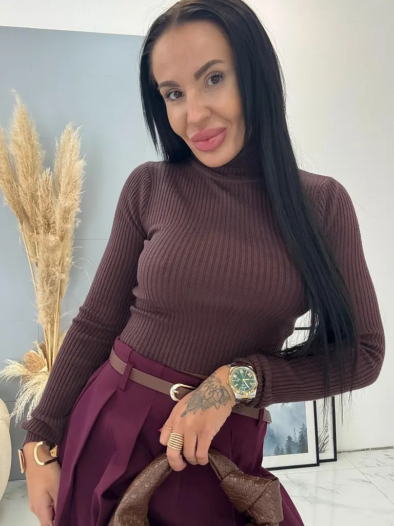 Rebrovaný rolákový crop pulóver KEREN - next