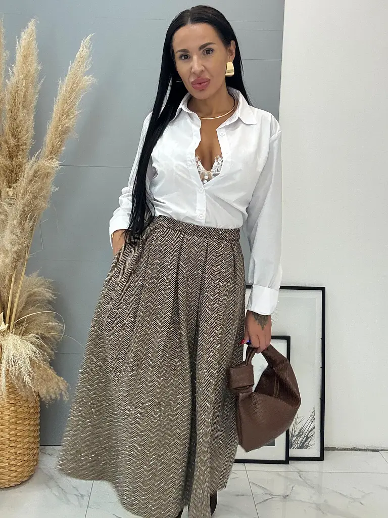 Trblietavá midi sukňa LEAH - next