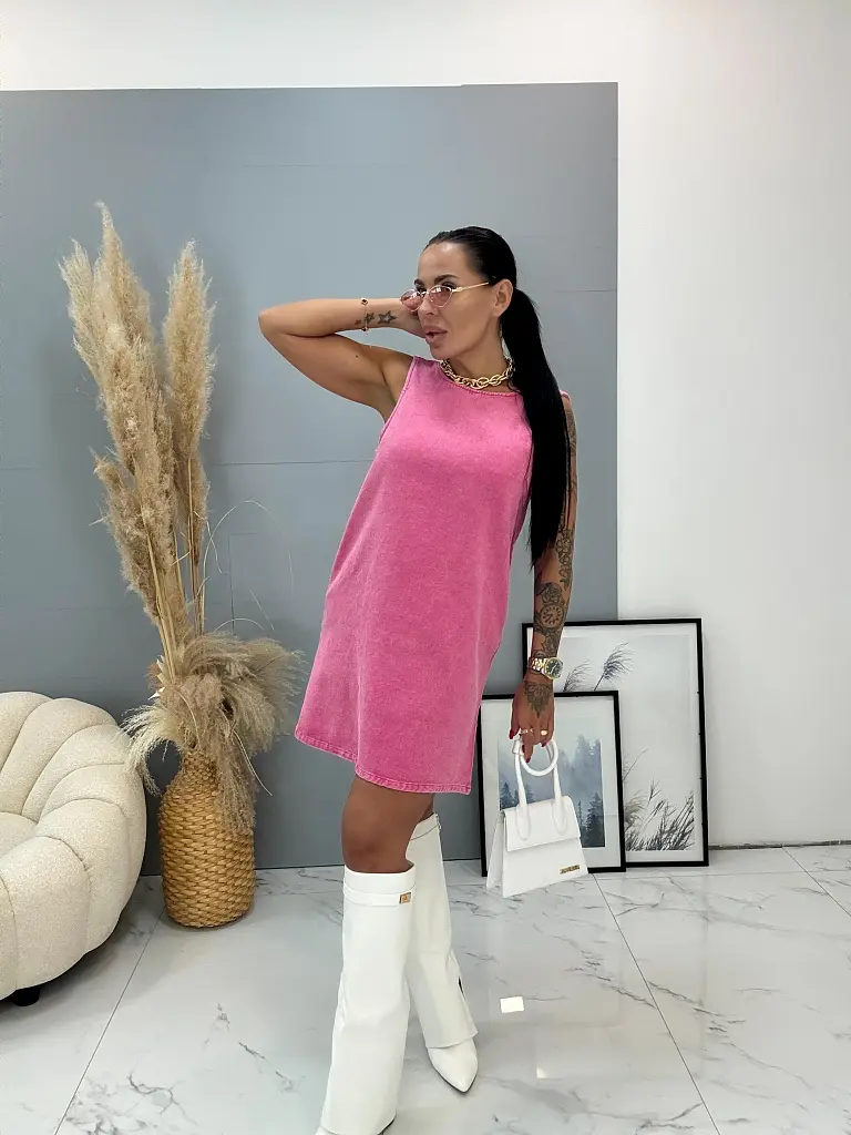 Premium denim šaty s vreckami MELAINA