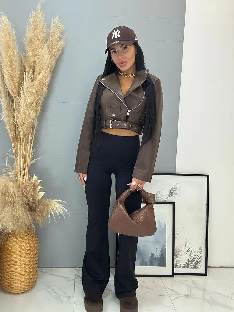 Hnedý koženkový kabát NATHENA - next