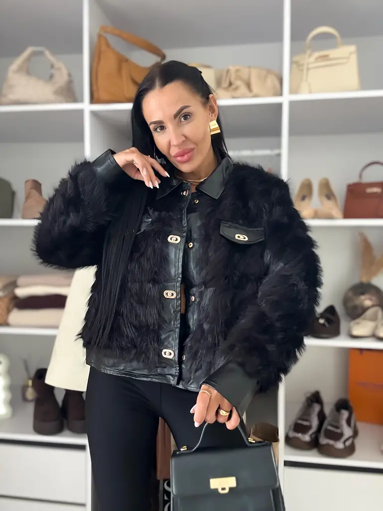 Koženková kožušinová bunda HAWA