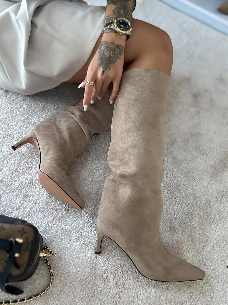 Semišové vysoké čižmy ELAYLA