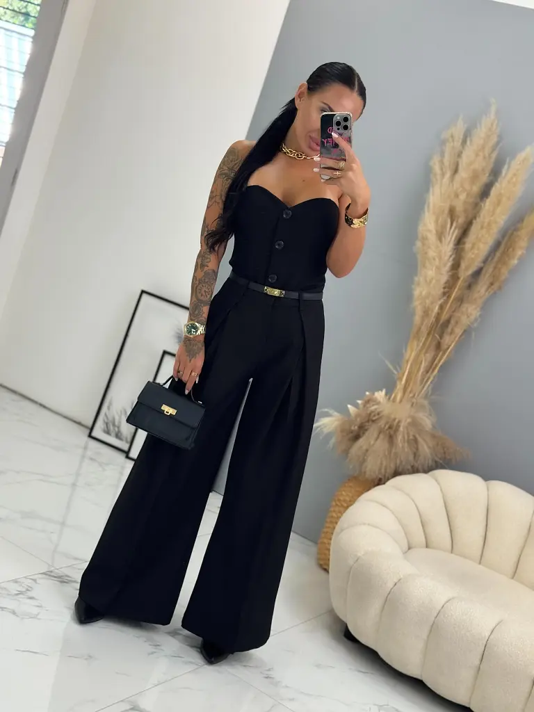 Čierne nohavice wide-leg VAIDA - next