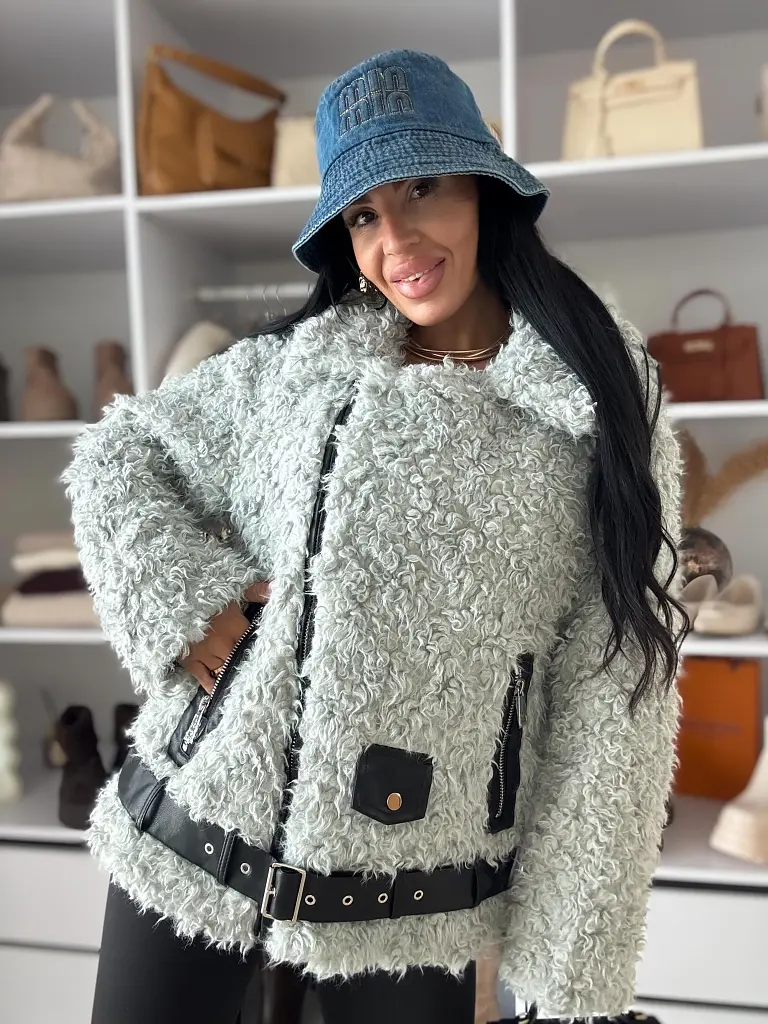 Kožušinková bunda s koženkovými detailmi POLETT+ - next