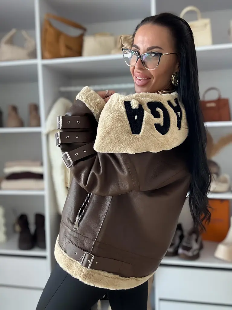 Zateplená koženková bunda SALEM+