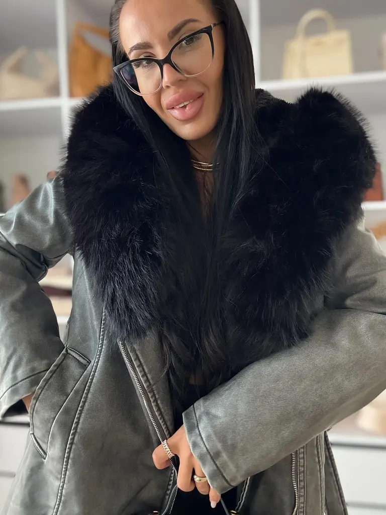 Zateplená koženková bunda s kapucňou SUSAN+ - next