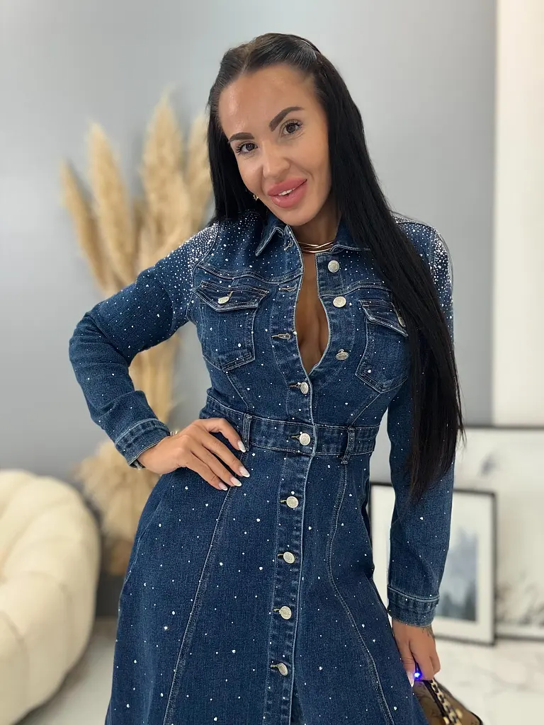 Dlhé denim šaty na gombíky GABINA - next