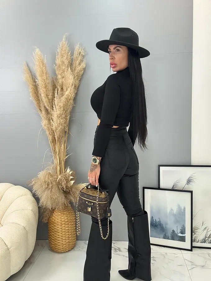 Koženkové slim nohavice SERAVA