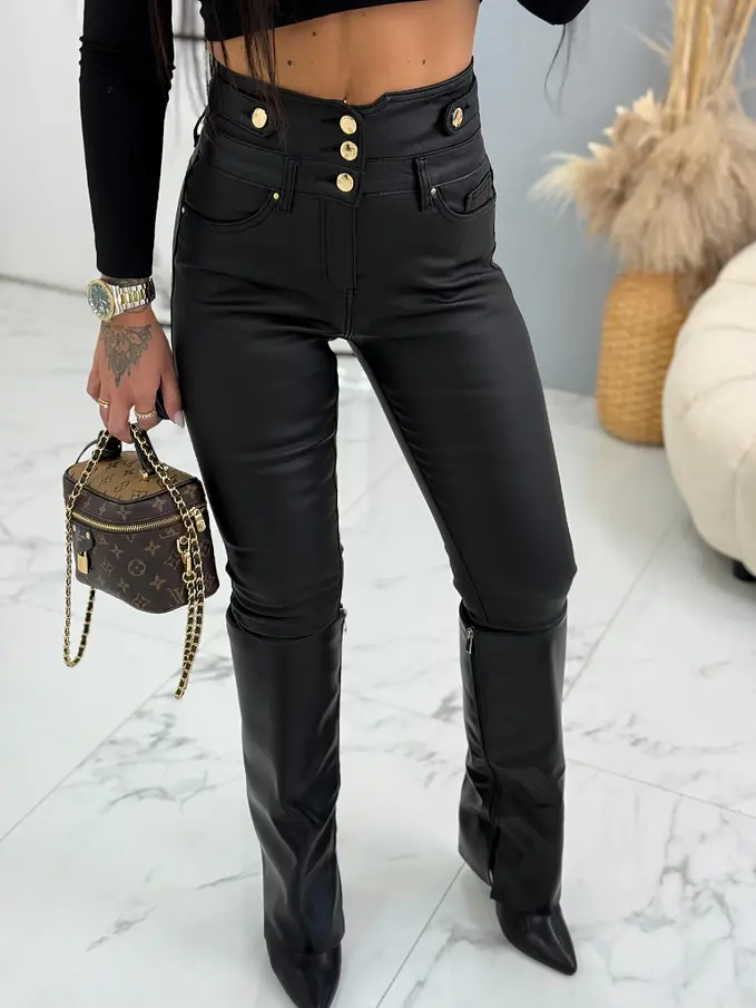 Koženkové slim nohavice SERAVA