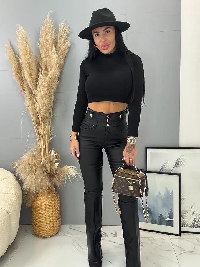 Koženkové slim nohavice SERAVA