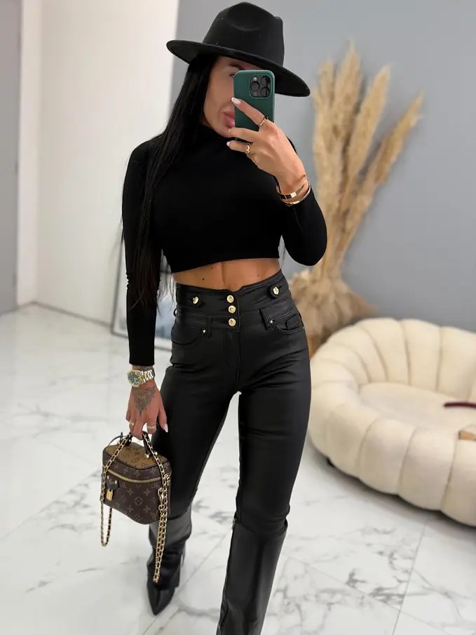 Koženkové slim nohavice SERAVA