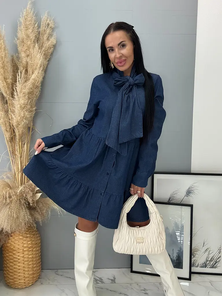 Babydoll denim šaty ROSALIE