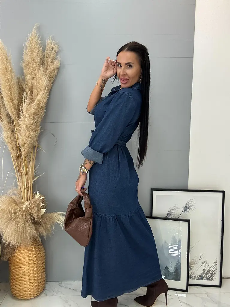 Dlhé denim šaty na gombíky MENOLA - next