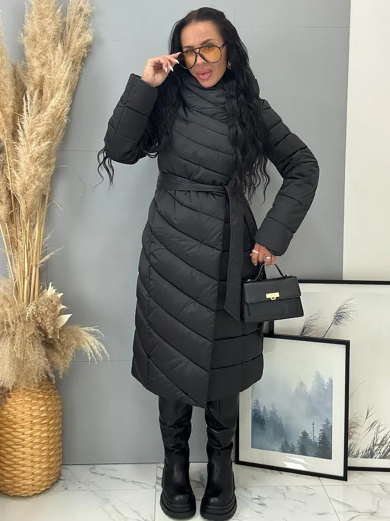 Štepovaná bunda s kapucňou a opaskom ARIAH - next