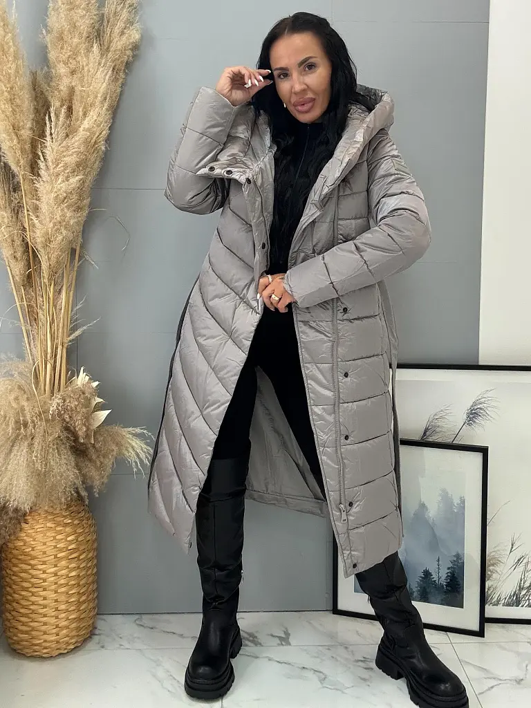 Štepovaná bunda s kapucňou a opaskom ARIAH - next