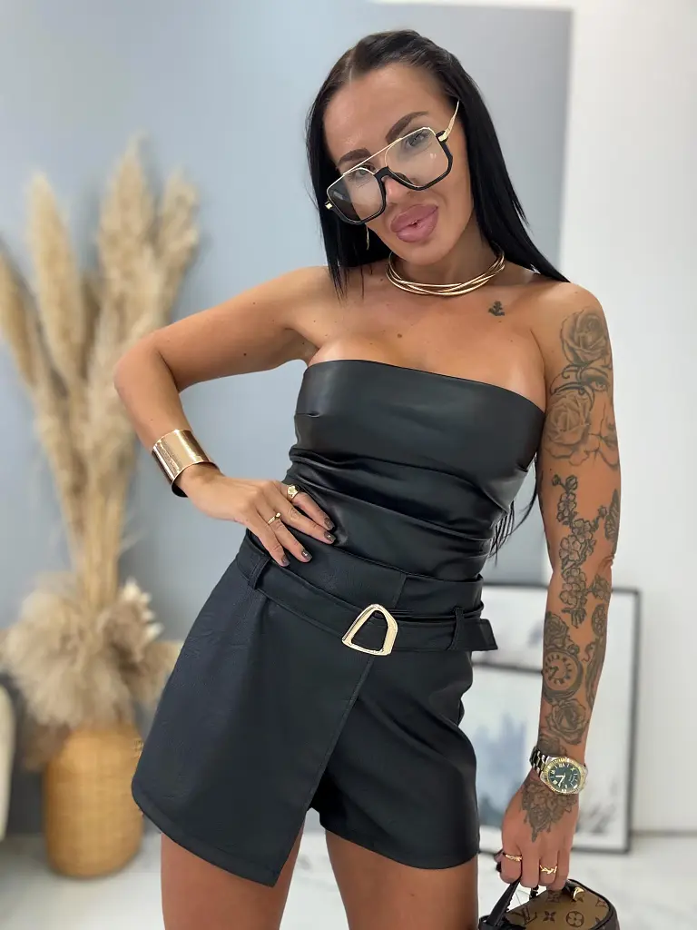 Koženkové sukňové nohavice s opaskom  MICALA