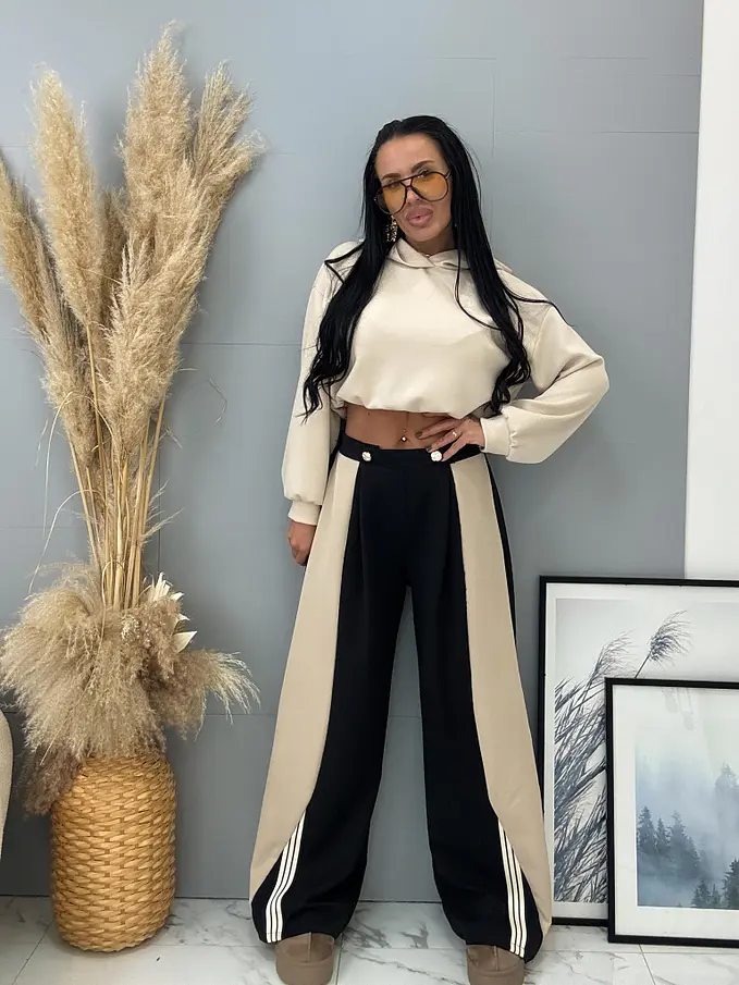 Dámske čierne zvonové nohavice SIDNEY