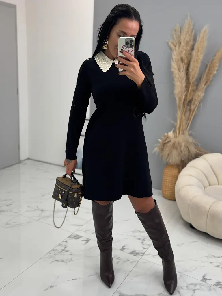 Pletené šaty s golierom HAILEY