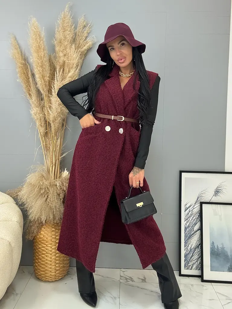 Dlhá uzlíková vesta s opaskom BERTIE